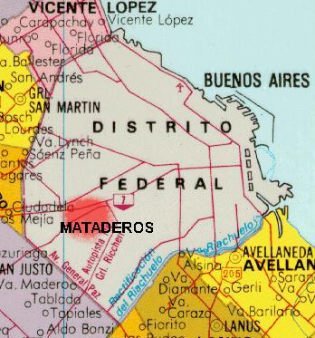 Ubicaci�n aproximada de Mataderos 